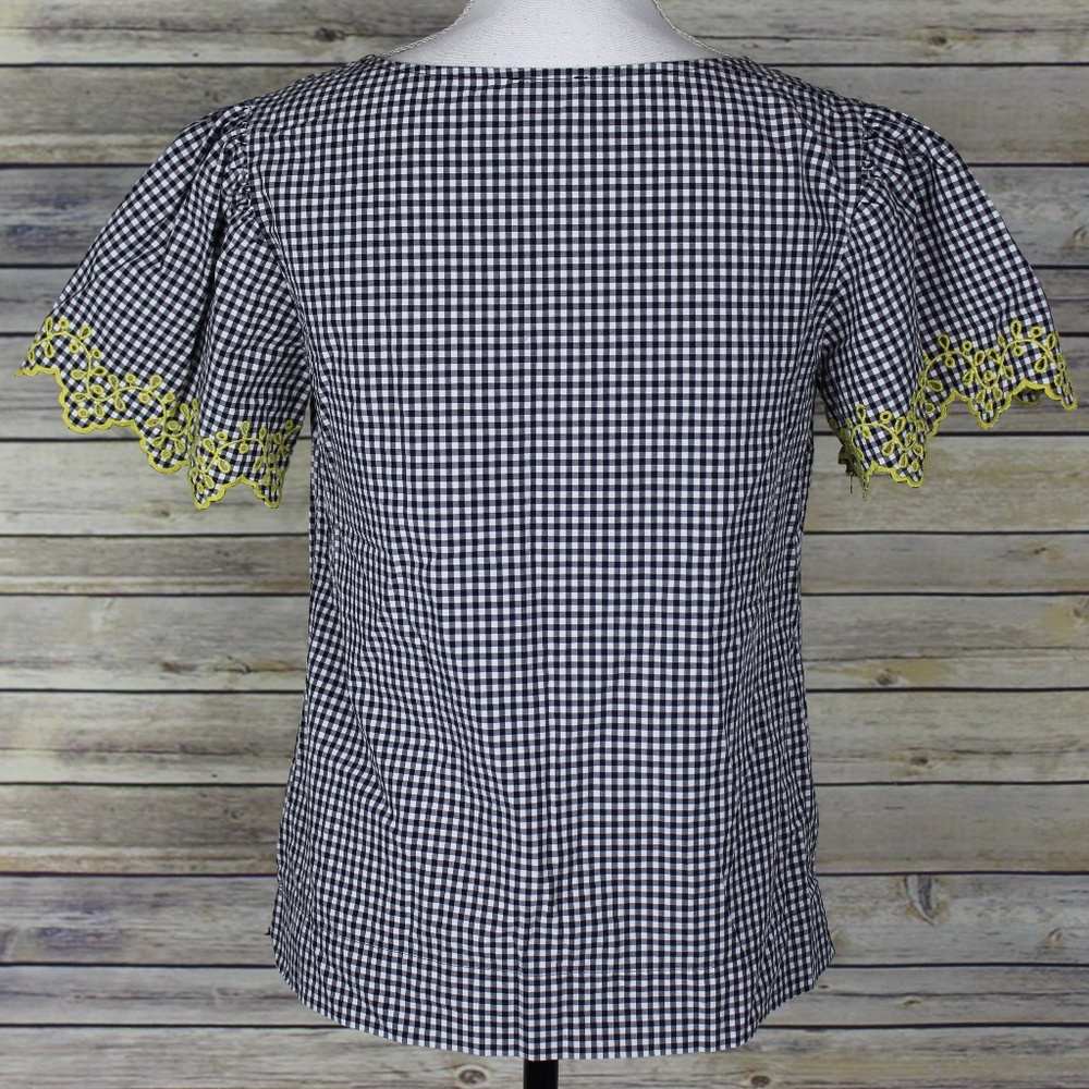 Ann Taylor Plaid Embroidered Puff Sleeve Top XS - Picture 3 of 5